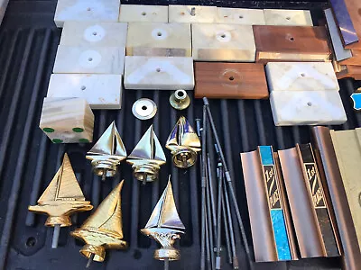 Vintage Lot Of Trophy BasesMetal Sailboats Columns Etc.  For Parts Or Repair • $75