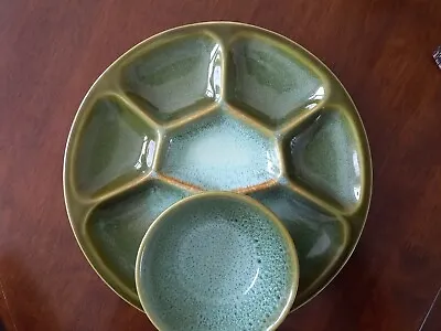 Vintage Olive Green Fondue Hors D'oeuvre Sushi Tapas Dish & Finger/Snack Bowl • £12.99