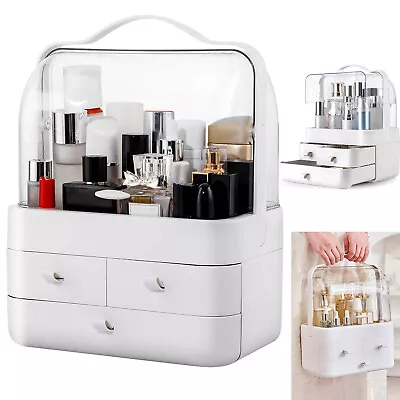 Portable 3 Tiers Makeup Organizer Drawer Cosmetic Storage Box W/ Dustproof Cover • $26.99