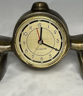 Vintage Airplane Desk Clock With Alarm Brass Color Works By Sasparilla READ • $101.16