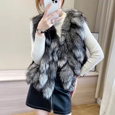 Real Natural Genuine Women's Fox Fur Vest Fashion Gilet • $88