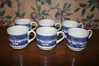 6- Vintage Blue Willow Royal China Usa Cups (2-7/8 ) • $45