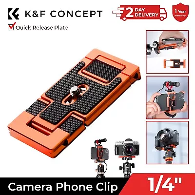 K&F Concept Smartphone Tripod Mount Aluminum Quick Release Plate W/ 1/4  Screw • £21.39