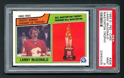 1983 OPC HOCKEY 208 LANNY McDONALD HOF FLAMES MASTERTON TROPHY PSA 9 MINT • $49.50