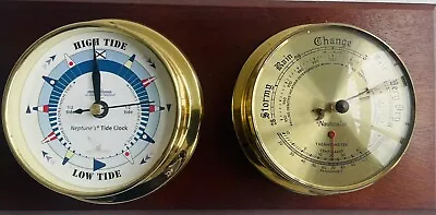 Vintage Nauticalia Barometer And Tide Clock Mounted 29cms X 14.5cms • £29.97