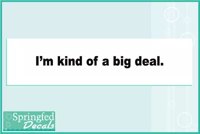 I'M KIND OF A BIG DEAL Vinyl Decal Funny Movie Quote Bumper Sticker • $4.95