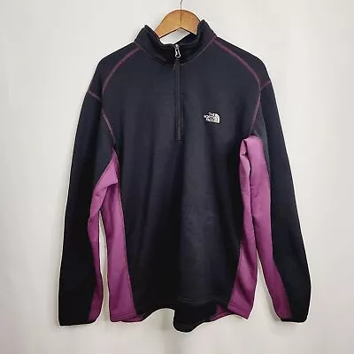 North Face Jacket Mens XL Black Purple 1/4 Zip Polartec PowerStretch • $39.99