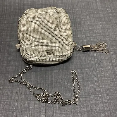 Silver Chainmail Mesh Metallic Handbag Whiting & Davis Chain Strap Tassel • £45