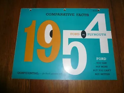 1954 Ford Facts Car Data Book - Ford Vs. Plymouth  • $16.94