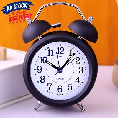 Analogue Alarm Clock Desk Vintage Twin Bell Bedside Clocks Loud Retro Battery • $15.85