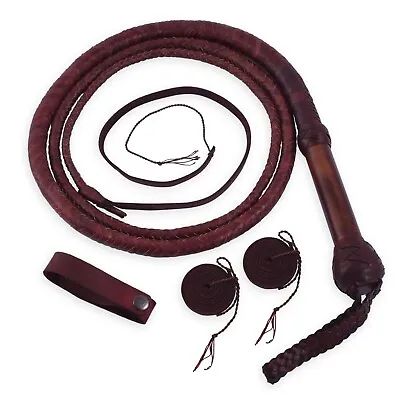 Kangaroo Hide Leather BULL WHIP 06 To 08 Feet Long 16 Plaits Indiana Jones Whip • $59.99