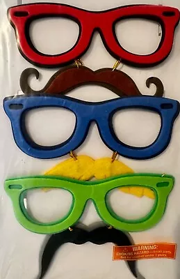 Spritz MUSTACHE GLASSES - 6 Pairs In Primary Colors Party Favor Photo Booth Fun • $7.71