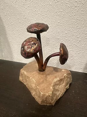 Vintage MushroomS Sculpture Copper Metal Rock ART • $29.99