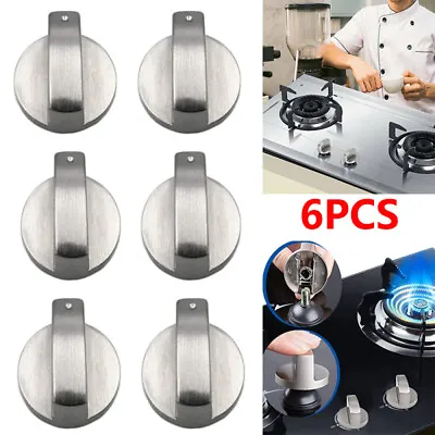 6 Pcs Universal Gas Stove Knobs Cooker Oven Hob Control Knobs Switch 6mm Silver • £7.69