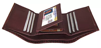 Brown Croc Print Croco Credit Card ID Leather Mens Trifold Thin Wallet  • $14.44