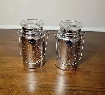 Valerie 2 Mercury Glass Lit Mason Jars Timer Silver Starry Firefly Fairy Light • $14