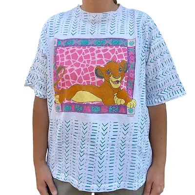 Vintage 90s Disney The Lion King Simba All Over Print Shirt Adult Single Stitch • $199.95