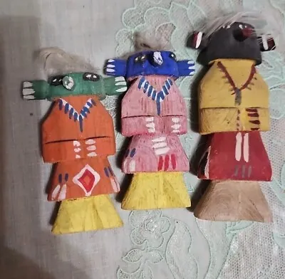 3 Vintage Hopi Hand Carved Native American Kachina Dolls • $19.99