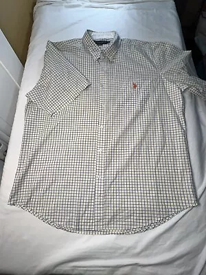 U.S Polo Assn Mens Shirt XL White Check Casual Button Up Short Sleeve Pocket • $10