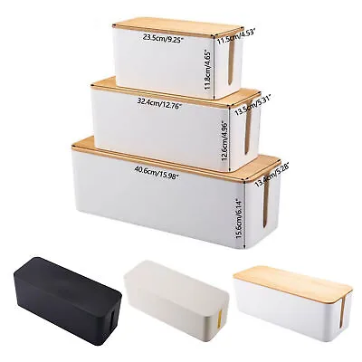 Plastic Cable Management Box Cord Organizer Wire Storage Box Desktop Home Office • £16.19