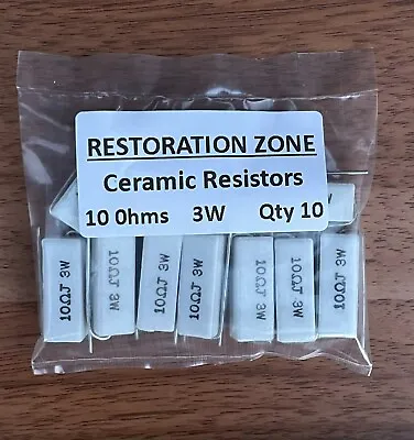 Ceramic Resistors 10R 3W Packs Of 10 O2 • £4.25