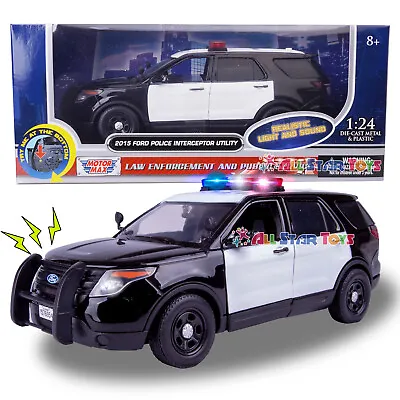 Motormax 2015 Ford Explorer Police Interceptor 1:24 Diecast LIGHTS & SIREN 79536 • $22.99