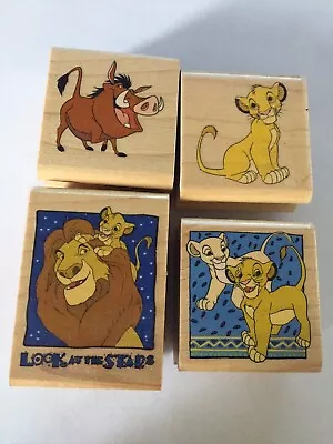 FOUR Rubber Stampede DISNEY LION KING Wood Rubber Stamps • $12.95