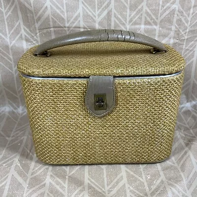 Vintage Tweed Makeup Travel Case Mirror Inside Retro 60s Mid Century Retro • $23.19