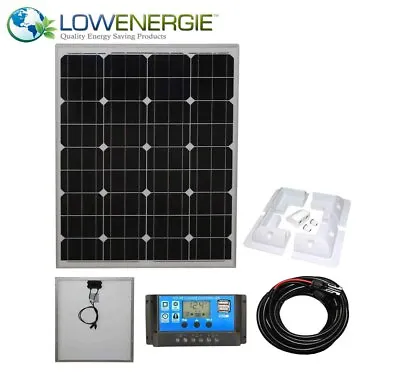 80w Mono Solar Panel Battery Charging Kit Controller & Mounting Bracket Set K2 • £79.99