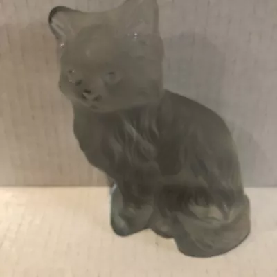 Viking Glass Frosted Cat Figurine .5.5”  Art Glass . Original Stickers. • $24