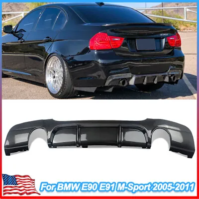 Rear Diffuser For BMW E90 325i 335i 2005-2011 M-Sport Bumper Carbon Dual Exhuast • $150.09