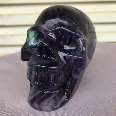 2.25lb  Natural Colour Fluorite Skull Quartz Crystal Carved Skull Reiki Healing • $0.99