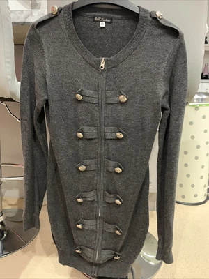 £3.99 • Buy S/M Long Grey Zip Up Cardigan 