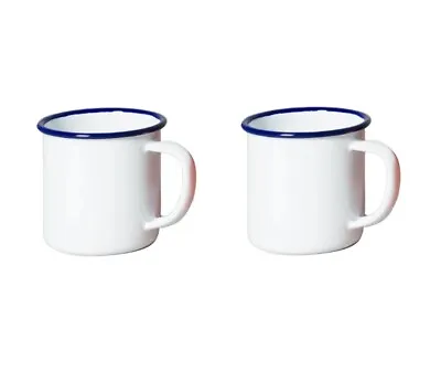 2 X Falcon Enamel Mugs Cups Tin Metal Camping Outdoor Tea Coffee White Red Grey • $16.17