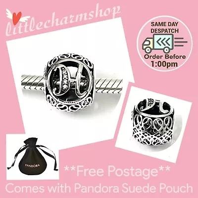 $49 • Buy NEW Authentic Genuine PANDORA Vintage Letter H Openwork Charm - 791852CZ RETIRED