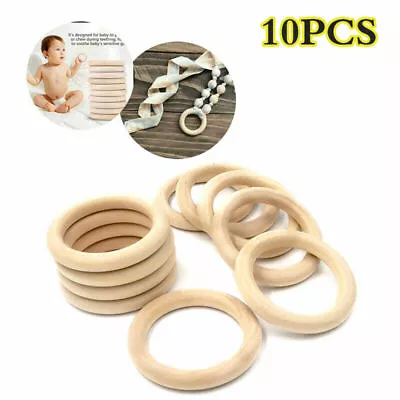 £3.29 • Buy 10Pcs Natural Wooden Baby Teething Rings Teethers For Necklace Bracelets Crafts