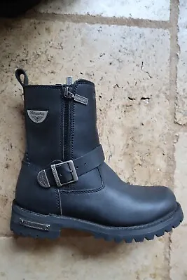 Black Leather MILWAUKEE Freedom Flex Side Zip Mid Calf Motorcyle Boots 8.5 C • $80