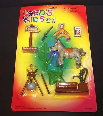 Vintage Western Cowboy Play Set 1998 Rifle Cactus Wanted Sign Horse Fred's Kids  • $9.45