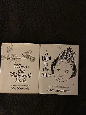 2 Shel Silverstein Books Where The Sidewalk Ends/A Light In The Attic 1st Ed HC • $25