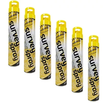 6 X YELLOW SURVEY LINE MARKING MARKER PAINT AEROSOLSPRAY CAR PARK ROAD FIELD • £54.52