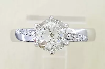 Antique Old Mine Cut Diamond Solitaire Engagement Ring 1.37ct GIA 14k WG • $2495