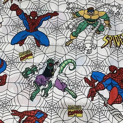 Spider-Man Marvel Comics Flat Sheet Bed Anime Twin Fabric 1995 X-Men Vintage • $84.95