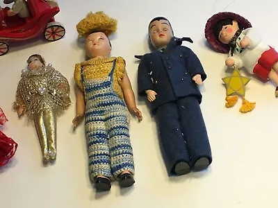 Lot Of 6 VINTAGE 1940s 1950s DOLLS INCLUDING DUTCH BOY AND DISNEY FLAMENCO SPAIN • $19