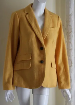 Talbots Sz 12 Marigold Yellow Woven Wool Equestrian Rich Jacket Blazer • $102.40