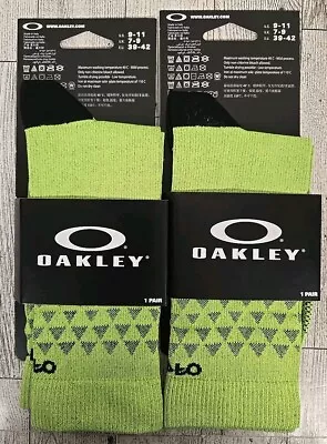 Oakley All Mountain Bike Socks Mens Shoe Sz 9-11 & 10-13 Sulphur Green Lot Of 2 • $19.99