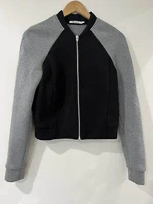 T By Alexander Wang Bomber Jacket Black & Grey Two-Tone Neoprene Size S • $49