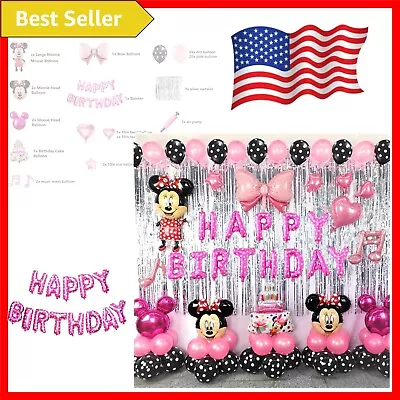 Deluxe Minnie Mouse Party Decorations Kit With Silver Backdrops And Balloons • $59.79