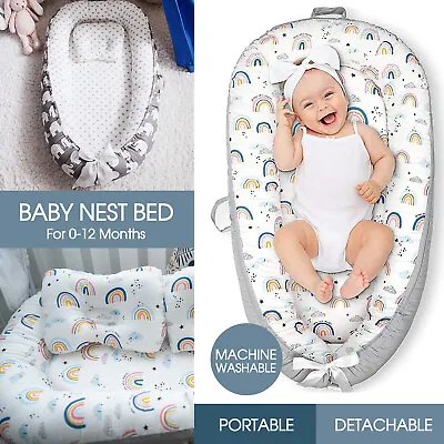$34.99 • Buy Baby Nest Bed Lounger Sleeping Portable Pillow Newborn Bassinet Crib Cot
