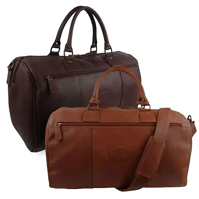 Mens Leather Weekender Holdall By Rowallan Travel Overnight Bag • £119.50