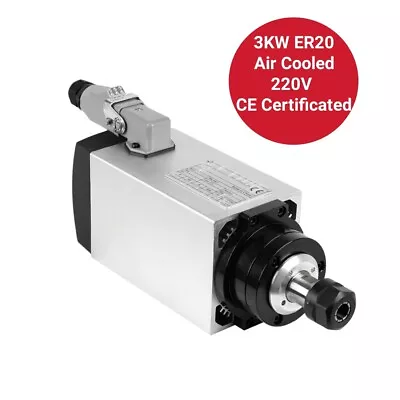 3KW ER20 220V Square Air Cooled Spindle Motor Engraving Milling For CNC Router • $179.47